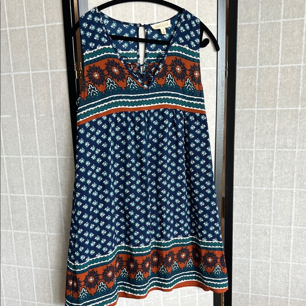 Moon River Boho Floral Tunic - Blue and Orange